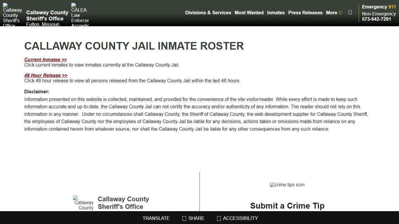 Roster Choose - Callaway County Sheriff's Office, Missouri
